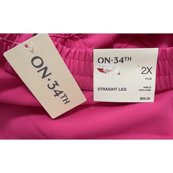 On 34th Solid Double-Weave Ankle Pants Fuchsia‎ Purple Plus Size 2X NWT $69 - Picture 3 of 5